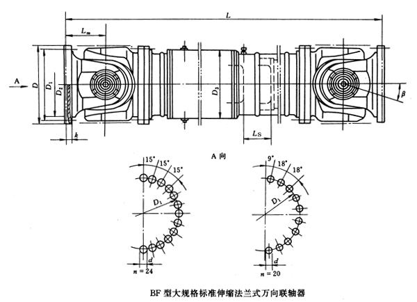 BF型大規(guī)格標(biāo)準(zhǔn)法蘭式萬(wàn)向聯(lián)軸器(JB/T5513-91)