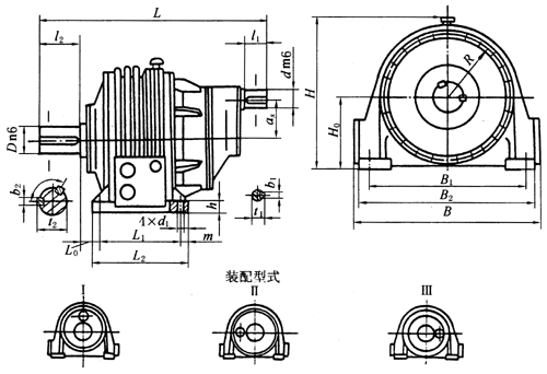 NBZD型行星齒輪減速機外形及安裝尺寸