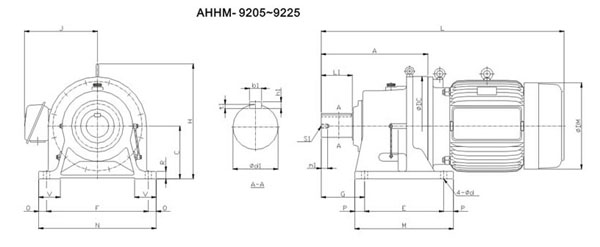 ADC系列擺線減速機尺寸圖表AHHM-9205~9225