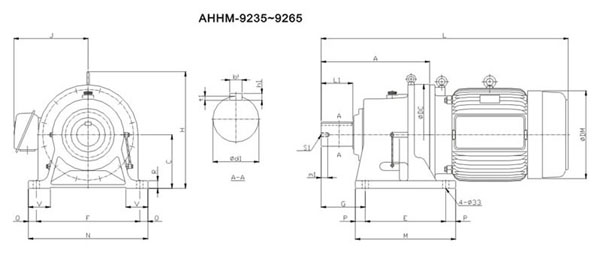 ADC系列擺線減速機尺寸圖表AHHM-9235~9265