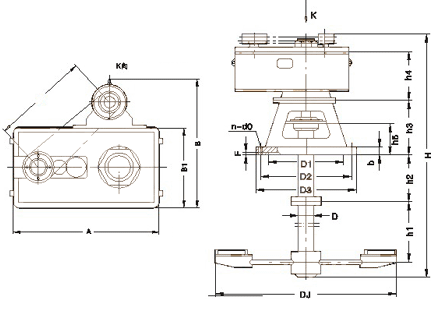 GOJ型硬齒面齒輪減速機(jī)外形尺寸